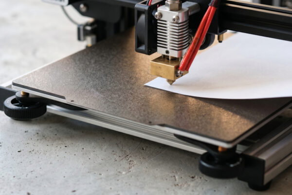 Nivelamento manual da mesa Ender 3 com papel sulfite entre o bico e a cama aquecida
